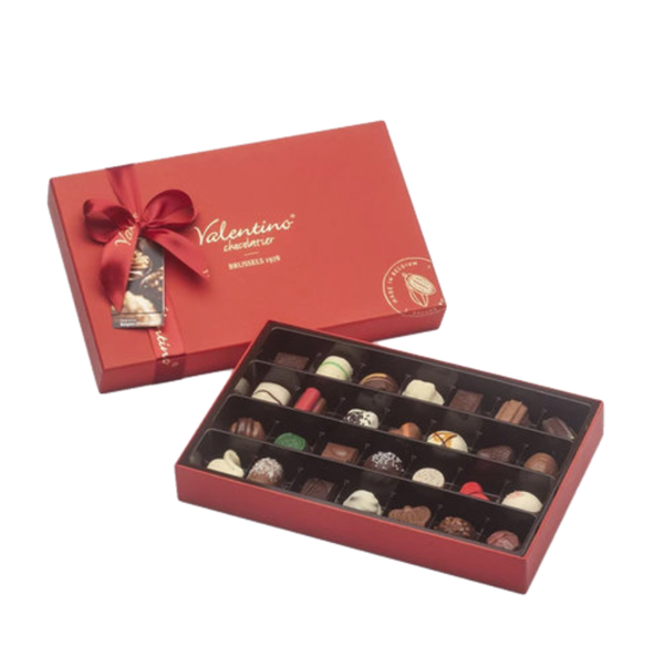 Caja Bombones de Chocolate Belga surtidos 'Caja Rectangular Roja Lujo' 420g