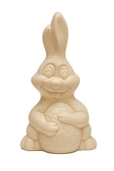 Figura Conejo con Huevo de Chocolate Blanco 150g - Monas de Pascua