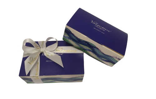 Caja regalo de color Azul Valentino 6 Bombones - Valentino Chocolatier Asturias