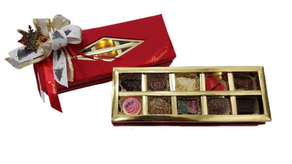 Caja Astral de Terciopelo con 10 Bombones Belgas | Valentino Chocolatier Asturias