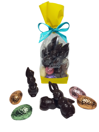 Conejitos de Pascua Chocolate Negro con Huevitos 210g