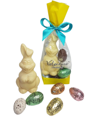 Conejo de Pascua Chocolate Blanco con Huevos surtidos 155g