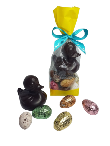 Pato de Pascua Chocolate Negro con Huevos surtidos 190g