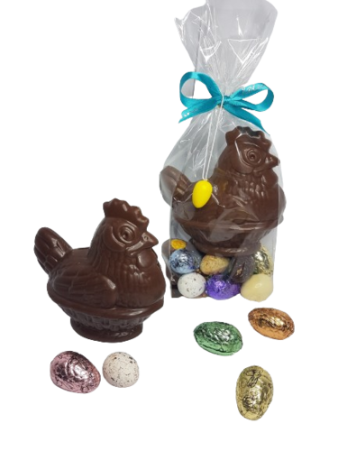 Gallina de Pascua Chocolate Leche con Huevos surtidos 300g