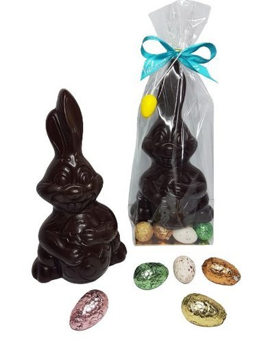 Conejo de Pascua con Huevo Chocolate Negro con Huevos surtidos 250g